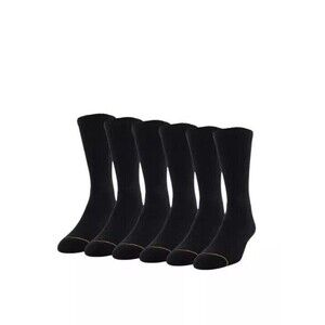 Goldtoe Signature Gold Men's 6-Pack Black Repreve Crew Socks Size 6-12.5 - NWT